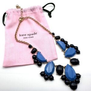 Kate Spade Day Tripper Bib Necklace Navy Blue Statement Chunky coastal Waterfall